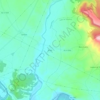 Mapa topográfico Virués, altitude, relevo
