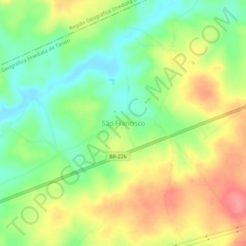 Mapa topográfico São Francisco, altitude, relevo