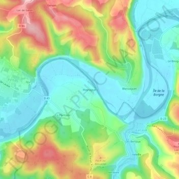 Mapa topográfico Meyraguet, altitude, relevo