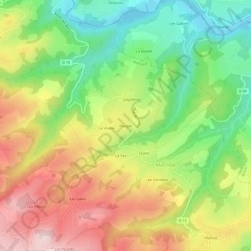 Mapa topográfico Pouget, altitude, relevo