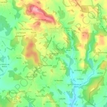 Mapa topográfico Le Buchetel, altitude, relevo