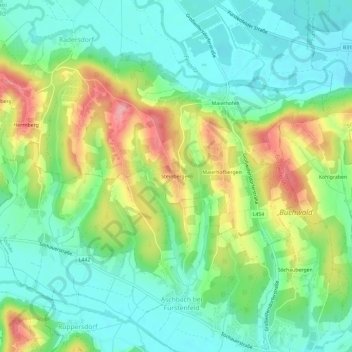 Mapa topográfico Steinbergen, altitude, relevo