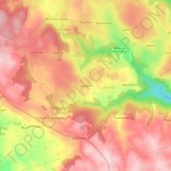 Mapa topográfico La Vizade, altitude, relevo