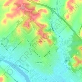 Mapa topográfico Mount Wesley, altitude, relevo