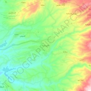 Mapa topográfico Al-Qardaha, altitude, relevo