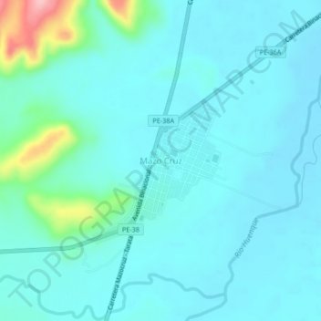 Mapa topográfico Mazo Cruz, altitude, relevo