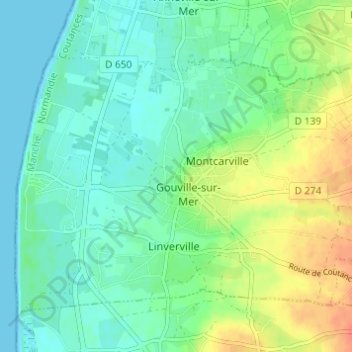Mapa topográfico La Grande Jeannerie, altitude, relevo