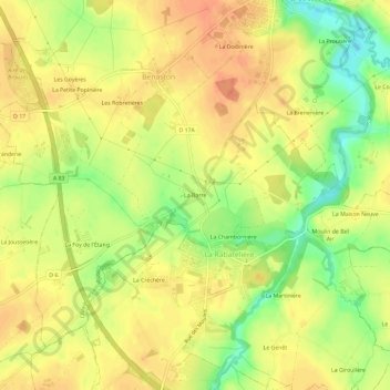 Mapa topográfico La Barre, altitude, relevo