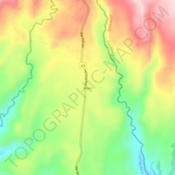 Mapa topográfico Bijao, altitude, relevo