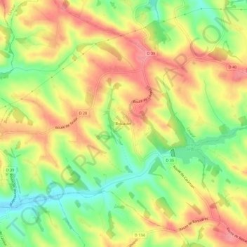 Mapa topográfico Belcastel, altitude, relevo