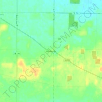 Mapa topográfico Huntersville, altitude, relevo
