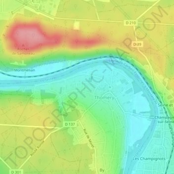 Mapa topográfico Les Hauts Cailloux, altitude, relevo