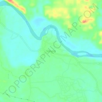 Mapa topográfico Sitiung, altitude, relevo