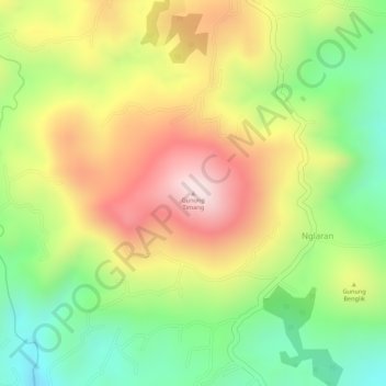 Mapa topográfico Gunung Timang, altitude, relevo