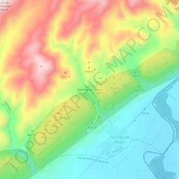Mapa topográfico Patones de Arriba, altitude, relevo