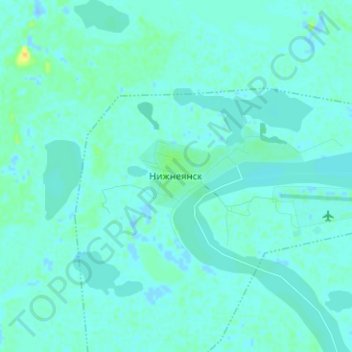 Mapa topográfico Нижнеянск, altitude, relevo