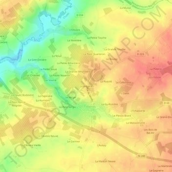 Mapa topográfico La Brevère, altitude, relevo