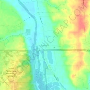 Mapa topográfico Grand Valley, altitude, relevo