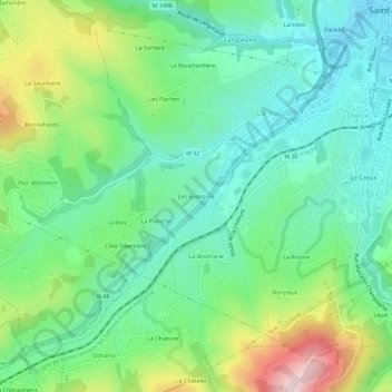 Mapa topográfico Les Baraques, altitude, relevo