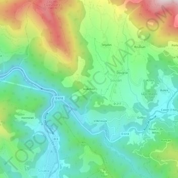 Mapa topográfico Ardichen, altitude, relevo