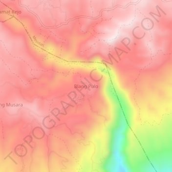 Mapa topográfico Blang Pulo, altitude, relevo