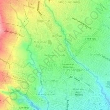 Mapa topográfico Ketawanggede, altitude, relevo