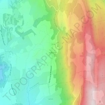 Mapa topográfico Sothonod, altitude, relevo