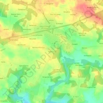 Mapa topográfico Manéran, altitude, relevo