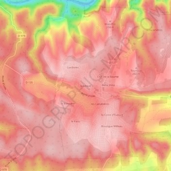 Mapa topográfico la Léque, altitude, relevo