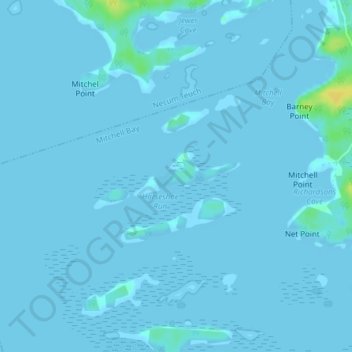 Mapa topográfico Hartlings Island, altitude, relevo