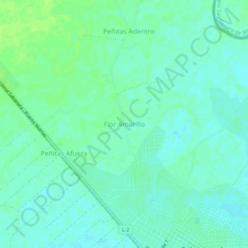 Mapa topográfico Flor Amarillo, altitude, relevo