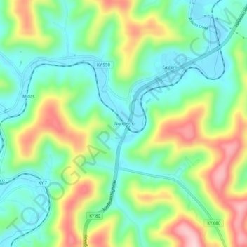 Mapa topográfico Northern, altitude, relevo