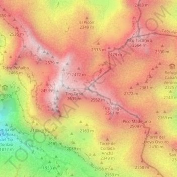 Mapa topográfico Torre Blanca, altitude, relevo