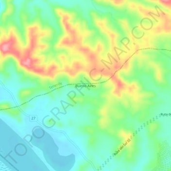Mapa topográfico Bueno Aires, altitude, relevo