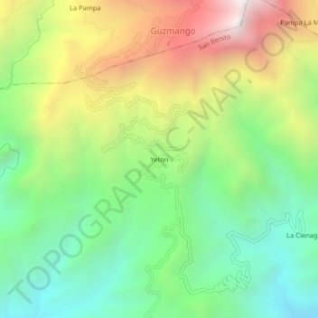 Mapa topográfico Yeton, altitude, relevo