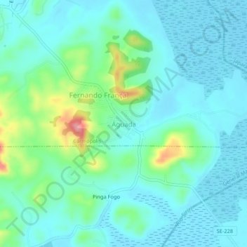 Mapa topográfico Águada, altitude, relevo