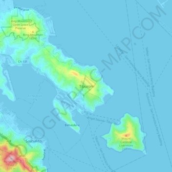 Mapa topográfico Tiburon, altitude, relevo