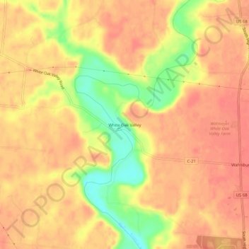 Mapa topográfico White Oak Valley, altitude, relevo
