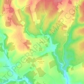 Mapa topográfico Les Merys, altitude, relevo