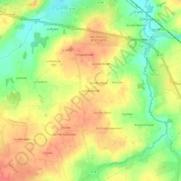 Mapa topográfico La Ville Ropitel, altitude, relevo