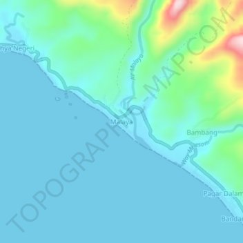 Mapa topográfico Malaya, altitude, relevo