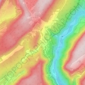Mapa topográfico Valfin, altitude, relevo