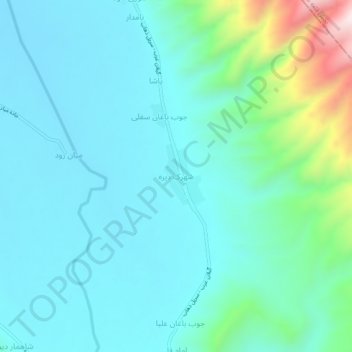 Mapa topográfico Shahrak-e Direh, altitude, relevo