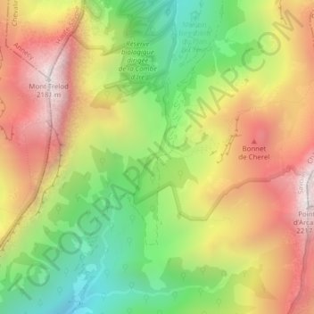 Mapa topográfico Col du Chérel, altitude, relevo