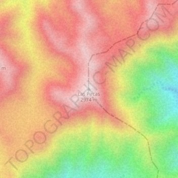 Mapa topográfico Las Pircas, altitude, relevo
