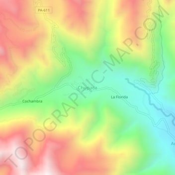 Mapa topográfico Chupaca, altitude, relevo