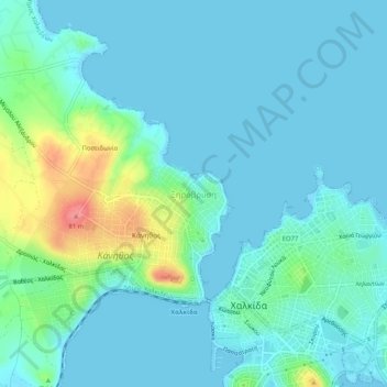 Mapa topográfico Xirovrysi, altitude, relevo