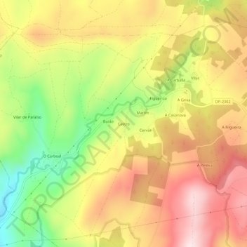 Mapa topográfico Castro, altitude, relevo