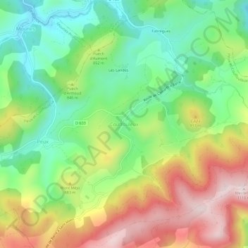 Mapa topográfico Couffouleux, altitude, relevo