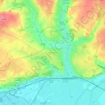 Mapa topográfico Beauregard, altitude, relevo